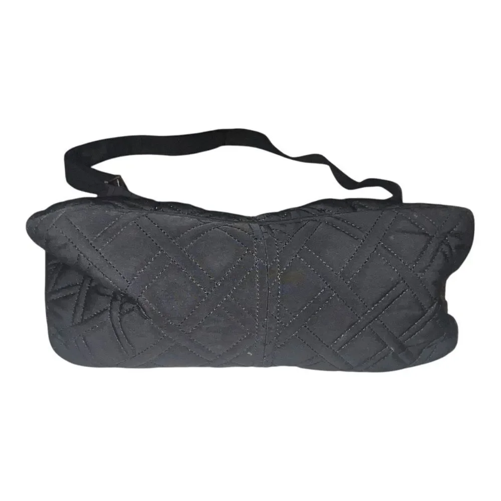 Vera Bradley Classic Black Microfiber Mom's Day Out Diaper Bag Purse EUC